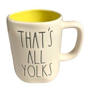 Rae Dunn Artisan Collection That's All Yolks Coffee Mug Yellow Country Farmhouse